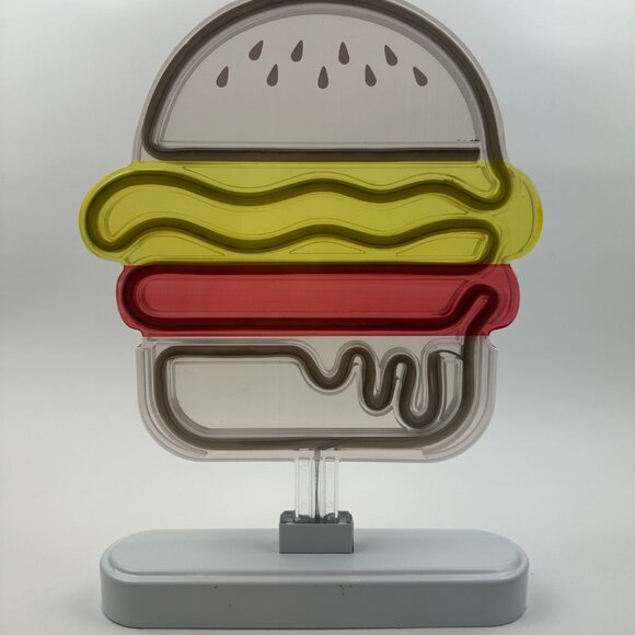 12" Hamburger Cheeseburger Acrylic Tabletop Neon Sign Lamp Battery Operated - Picture 3 of 12